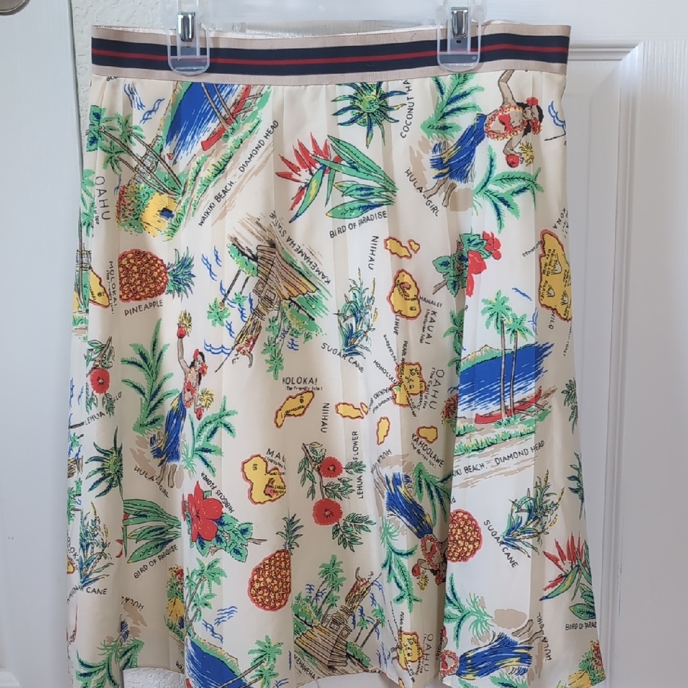 J. Crew Blue and Red A-Line Knee-Length Skirt